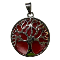 Carved Crystal Pendant Tree of Life STRAWBERRY OBSIDIAN